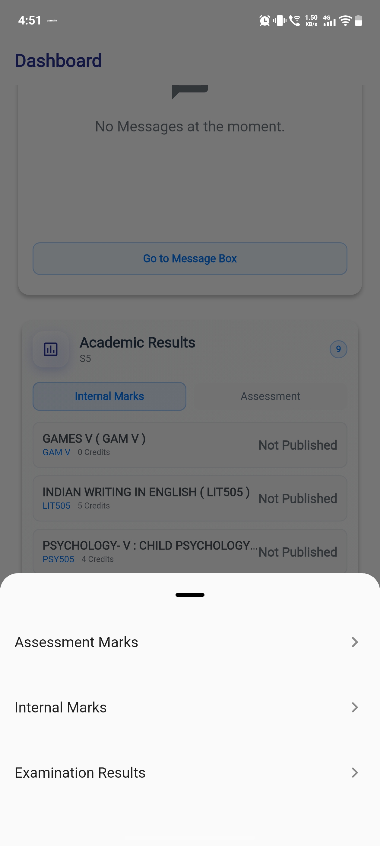 Student results detail